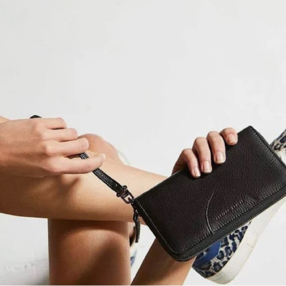 Status Anxiety Black Pebbled Leather Wristlet Wallet